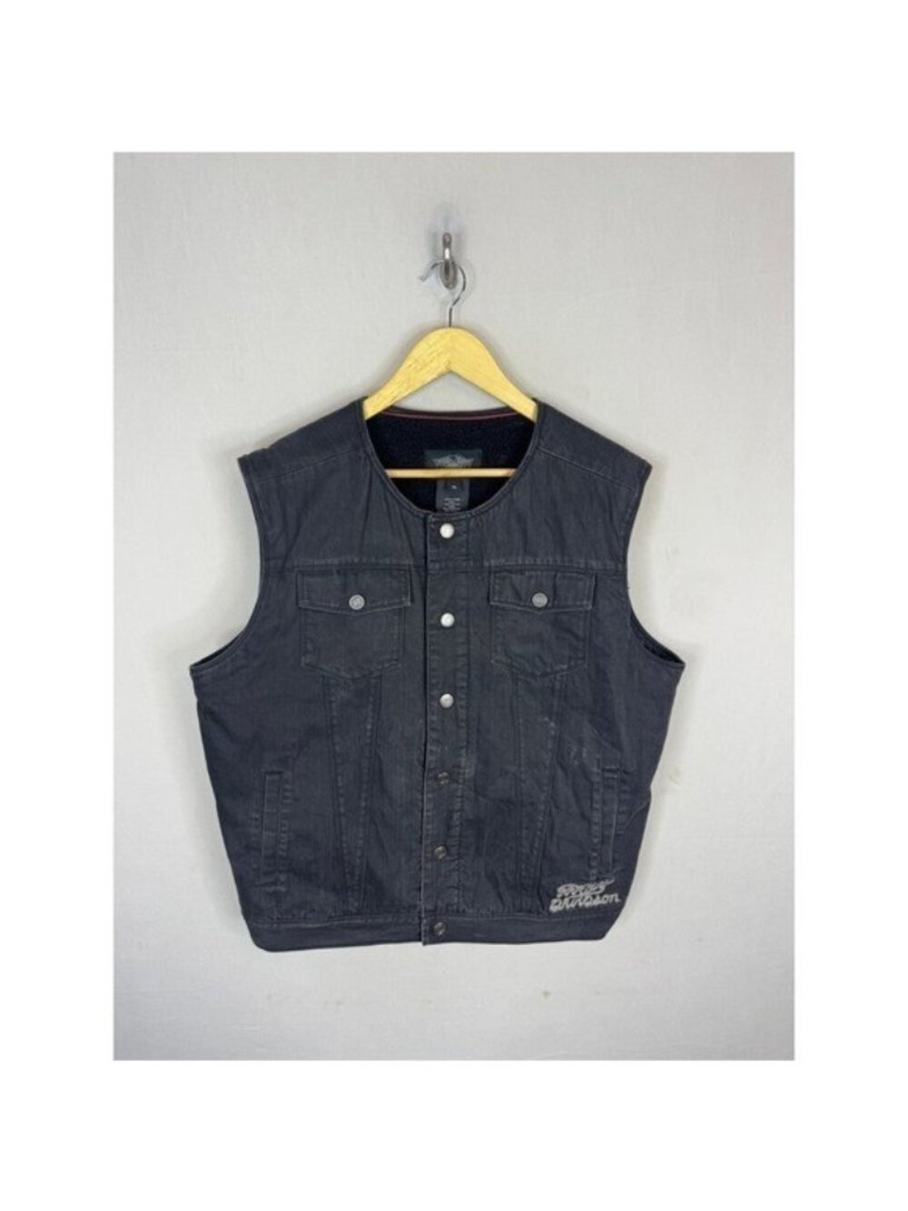 Harley-Davidson Mens Sherpa Lined Denim Vest Black XL 96412-15VM